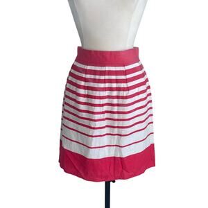 BANANA REPUBLIC Skirt Womens Sz 2 Pink Striped Linen Classic Preppy Heritage
